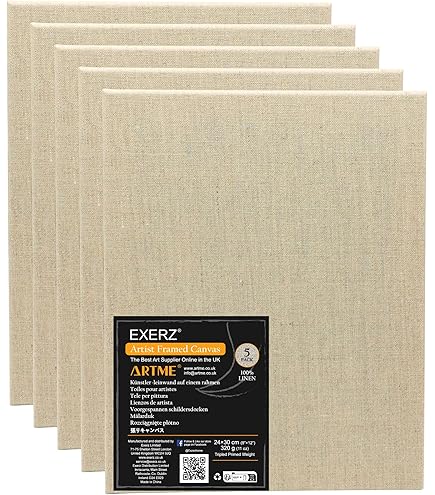 Canvas op spieraam verschillende maten in 5-delige set - 24 tot 70 cm - Kunstcanvas met wit gegronde linnen doek - Katoenen schildersdoek voor acryl en olieverf voor kunstenaars Benodigdheden