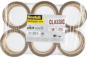 Scotch 3M C5066SF6 Lot de 6 Rubans adhésif d'emballage en polypropylène 50 mm x 66 m Havane Marron