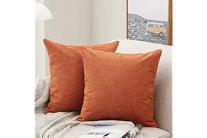 MERNETTE Pack of 2, Thick Chenille Decorative Square Throw Pillow Cover Cushion Covers Pillowcase, Home Decor Decorations For Sofa Couch Bed Chair 18x18 Inch/45x45 cm (Burnt Henna)