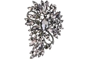 EVER FAITH Broche Forme Fleur avec Goutte d'eau Style Délicat Fastueux Accessoire de Vêtement Cristal Strass Bijou Cadeau