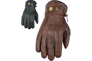 Texpeed Mens Motorcycle Leather Gloves - Touring Motorbike Riding Biker Moped Warm Soft Lightweight Gloves Brown - XL