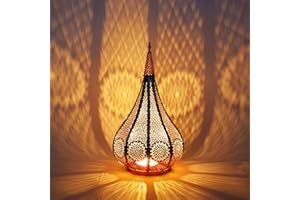 MARRAKESCH Lanterna portacandele orientale in metallo - Portacandele per giardino - Ezana 36cm Dorato - trasmettere una buona atmosfera - passare un buon momento in giardino