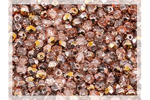 ‎BOHEMIA CRYSTAL VALLEY 100 pcs of Faceted Fire Polished Pressed Czech Glass Beads 4mm (0.16in), Crystal Copper Capri Apollo 00030-27101 BCV