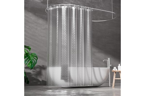 ecooe Duschdraperi 100% EVA Badkar Gardin 180 x 200 cm Vattentätt Antimögel, Duschdraperier 3D Rombisk med 12 Ringar, EVA-Draperi för Dusch och Badkar