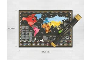 68TRAVEL Scratch-off Map of the World - XLarge (A1 size 84.1cm x 59.4cm) Beautiful Luxury-look Wall Poster Map - Perfect Travel Gift