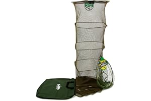 Dinsmores Unisexe rivière Bourriche et épuisette Combo, Vert/Marron, 3.0 m/45 cm