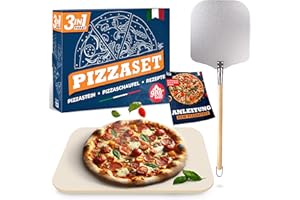 ‎BLUMTAL Blumtal Pizzastein für Backofen 38x30cm + Pizzaschieber robust - Pizzastein Gasgrill aus Cordierit-Stein bis 900 C° - geeignet für den Gasgrill - Pizza Stone - Backstein Brot
