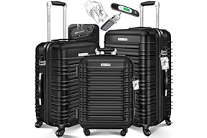 KESSER® 3tlg. Hartschalenkofferset Hartschalenkoffer Trolley Koffer Reisekoffer Reisekofferset Gepäck Rollkoffer Schloss 4 Rollen ABS-Hartschale Teleskopgriff inkl. Kofferwaage & 3X Anhänger M-L-XL