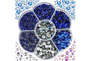 Blinginbox Hotfix Rhinestones, 3000pcs Clear Hotfix Gems Crystal Rhinestones for Clothes DIY Craft Sewing and Decorations, Round Mixed Sizes SS6-SS30 (Sapphire)