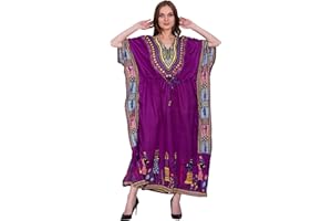 Shah Crafts. Women Tribal Design Style Kaftan Dress Kimono Top Gown Maxi Stylish Night Wear Dress Free Size