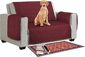 MIA we dress your home Sofa Protector Reversible Anti Slipcover from Pets/Dogs/Kids Love Seat Sofa Covers 2 Seater Couch Settee Covers Furniture Protective Soft Quilted with Non Slip Strap Seat