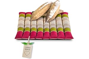 ‎LIVASIA livasia Sitzkissen Stuhlauflage klein - 35x35x4,5cm - Bodenkissen gesteppt Indoor/Outdoor, Meditationskissen Yogakissen, Stuhlauflage Palettenmöbel, Steppkissen für Stuhl und Bank (Rot/Grün)