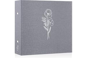 Lanpn Fotoalbum 30x30 cm, Leinen Fotobuch 3 Ringbuch Foto Album zum Selbstgestalten 30 x 30 cm mit 30 Plastikhüllen 60 Seiten (Grau)
