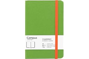 Campus - Carnet de Notes A5, Bullet Journal à Feuilles Unies, Carnet à Couverture Rigide, Carnet Vert 96 Feuilles de 75g, Fermeture Élastique, Pochette et Marque-Page (A5, Uni, Vert)