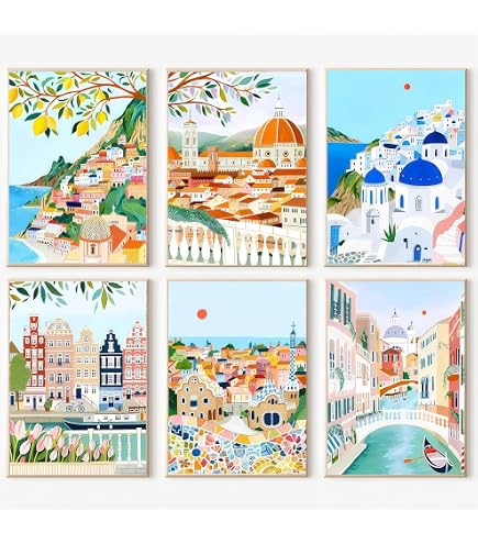 HEIBAGO 4 Pack Peinture par Numéros Adulte avec Cadre, Kit de Peinture pour Débutants Paysage DIY Peinture Acrylique Artistique avec Pinceaux Décoration Murale 20x20cm