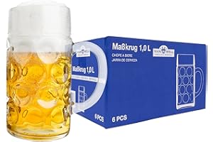 VAN WELL Set DI 6 dimensioni prozellan 'Wellco' - 1 litro boccale di birra in vetro - calibrati