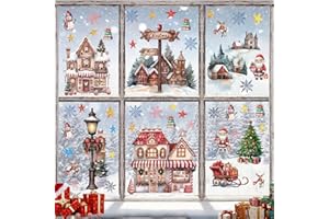 TOARTi Christmas Window Clings Merry Christmas Village Wall Decals Christmas House Window Decals Christmas Wall Sticker Xmas Holiday Decoration Christmas Party Supplies