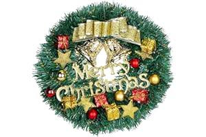 Corona de Navidad, HALOVIE Guirnaldas de Navidad 30cm para Puerta Colgante Artificial Decoraciones Navideñas Adorno de Navidad para Fiesta Regalo Ventana Pared Exterior