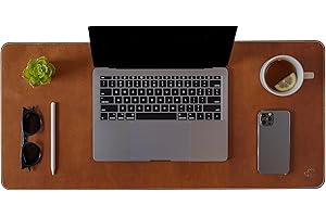 Khiva Real Leather Desk Pad | 71x33cm Large Mouse Pad Computer Mat for Desk| Mouse & Keyboard Pad| Desk Mats on Top of Desks| Desk Cover| Computer Desk Mat| Desk Blotter| LT Brown Desk Mat for Desktop