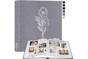 Lanpn Fotoalbum zum Selbstgestalten und Einkleben, Großes Leinen Fotobuch 100 weißen Seiten mit Pergamin Trennblätter Fasst 9x13cm 10x15cm 13x18cm Fotos (Grau, 30x33,5 cm)