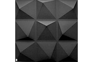 EURODECO 3D Wandpaneele Dekoren Wandverkleidung Deckenpaneele Platten Paneele Wanddeko Wandtattoos POLYSTYROL MATERIAL STYROPOR ARTIG 3D /2m²-8PCS Pyramide Black 3mm stärke