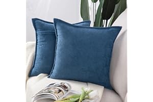 Madizz Juego de 2 Suave Felpilla Decorativo Funda de cojíns Lujo Estilo Fundas de Almohada para el sofá Dormitorio Azul Oscuro Cuadrado 45 x 45 cm