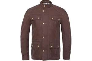 Gallanto Men's Classic Brown Waxed Cotton Motorcycle Jacket Textile Biker Armoured