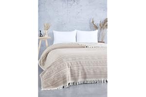 BOHORIA® Yucatan Throw narzuta klasy premium, bardzo duża, 220 x 240 cm, 100% bawełna, Öko-Tex®, na sofę, fotel i łóżko, Yucatan Throw (Sepia)