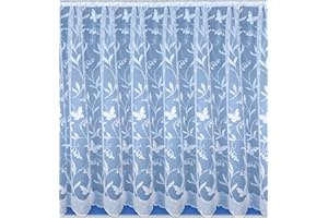 Styled ForYour Home Lizzy Butterfly & Floral White Net Curtain. 36 Inch (91cm) Drop. SOLD BY THE METRE.