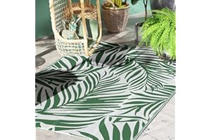 Outsunny Tapis d'extérieur réversible Motif Feuilles Vertes Tropical - polypropylène Haute densité 310 g/m² - dim. 152L x 243l cm Vert
