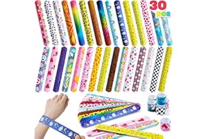 JOYIN Slap Bands, 30pcs Slap Bracelets Super Slap Wrist Bands with Colorful Hearts Animal, Party Bag Fillers for Kids (30 Designs) Birthday Party Favours Pack, Easter Basket Stuffers