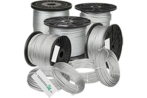 Renomo24 - Drahtseil 60m, 4mm Ø, Konstruktion 6x19 - Stahlseil verzinkt