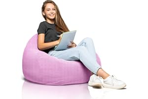 Aiire Pouf Poltrona a Sacco Design - Puffo per Sedersi con Imbottitura per la Camera da Letto - Puff Bambini, Bean Bag Chair o Puf Gamer Piccolo - Pouffe Salotto Rosa