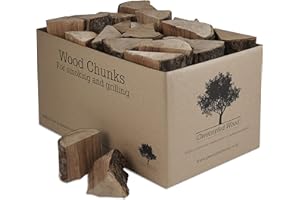 GWERNYFED WOOD Apple Wood Chunks for Smoking Food 7-9KG - (EIGHT Great Flavours) Kiln Dried Wood - Small Chunks for Smoking Food on BBQ’s/Barbeques. Large 25 Litre Box - (Apple)