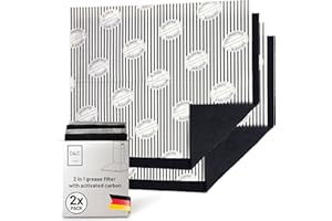 FilterBase® Filtros carbón activado campana extractora | Pack de 2 | Filtro plano + carbón | Alfombrilla recortable 57x47 cm