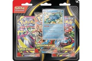 Pokémon : Blister de Trois boosters Méga-Évolution – Akwakwak du JCC Pokémon (1 Carte Promo Brillante et 3 boosters)