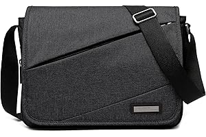 VARLIVOO Moda Uomo Borse a Spalla Borsa a Tracolla da Uomo Messenger Borse 13" Pollici Laptop Borse Scuola Università Viaggio Lavoro Campeggio Poliestere Nero