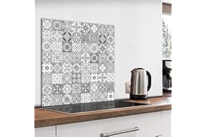 murando Glass Splashback for Kitchen Backsplash Cooker Protector Tempered Glass Decorative Wall Art Panel Heat Resistant Graphic 80x80 cm / 32"x32" Tiles Mosaic f-B-0288-aq-a