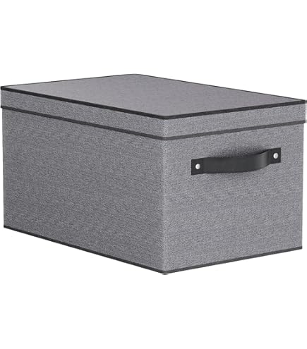 WOLTU Opbergdoos, 5 stuks, van polyester, voor slaapkamer, werkkamer, woonkamer, organizerbox met handgrepen, voor kleding, speelgoed, opvouwbaar, crème, 47 x 30 x 35 cm