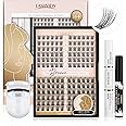 LASHVIEW DIY Lash Extension Kit, Lash Clusters with Lash Bond and Seal, Mascara Brush Cluster Lash Glue Remover and Lash Applicator for DIY Eyelashes Extensions(Style-Volume-D)