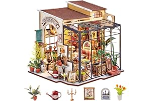Rolife Casa de Muñecas en Miniatura La Floristería de Emily Casa de Muñecas de Madera para Adultos Book Nook Librería Decoración del Hogar Regalo Cumpleaños
