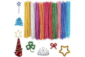 RVLZKCPG 400 Pezzi Scovolini Colorati per Lavoretti, Scovolini Pipa Glitter, Scovolini per Lavoretti Morbido, Steli di Ciniglia per Lavori di Bricolage e Decorazioni (30cm x 6mm)