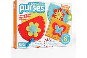 Serabeena Sew Your Own Purses - Sewing Kit for Kids - Felt Crafts for Ages 4-8 Plus - DIY Set Teaches Basic Stitch & Develops Fine Motor Skills - Fun Party Favors or Gifts - 6 Purses & Accessories