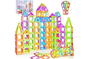 Crenova Magnetische Bausteine 50 Teile, Magnetspiel STEM Magnetbausteine, Montessori Spielzeug ab 3 Jahre, Christmas Geschenk Magnete Kinder Spielzeug ab 3 4 5 6 7 Jahren für Jungen und Mädchen