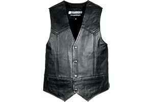 Bohmberg Herren Motorrad Lederweste aus 100% Rindleder Kutte Glatt Wertige Bikerweste kein Leichtgewicht