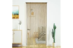 YaoYue Beaded Curtain Door String Curtains for Doorway Tassels Beads Hanging Fringe Hippie Room Divider Window Hallway Entrance Wall Closet Bedroom Privacy Decor (39×79in/100×200cm, Light Coffee)