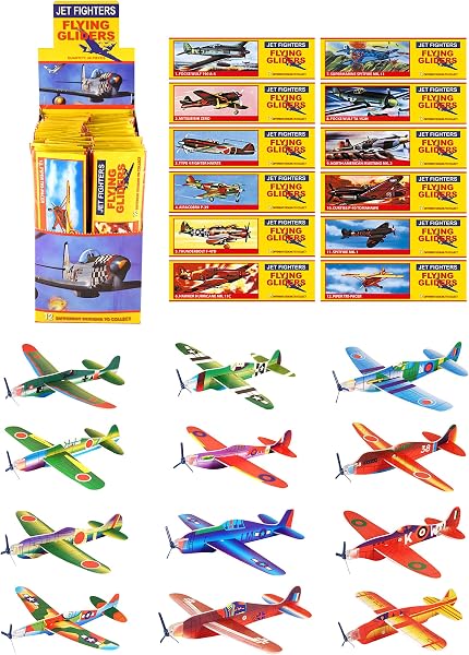HENBRANDT Pack Of 12 Classic World War II Flying Plane Gliders- Polystyrene Pinata Toy Loot/Party Bag Fillers Wedding - 1