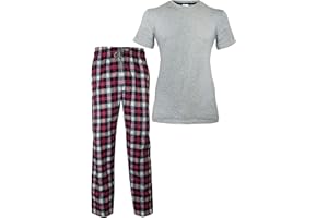 ThreadMills Mens Pyjamas Sets, Checked Pyjamas For Men's Nightwear - Cotton T-Shirt With Short Sleeves, Round Neck & Woven Pajamas for Mens Pjs Set