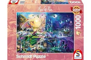 Schmidt Spiele 57585 Różowy Kot Khan, Konkurs Nocnego Smoka, puzzle 1000 elementów