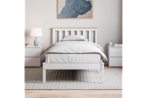 Vida Designs Milan Single Bed, 3ft, Bed Frame, Solid Pine Wood, Headboard, Low Foot End, Bedroom Furniture, White & Pine